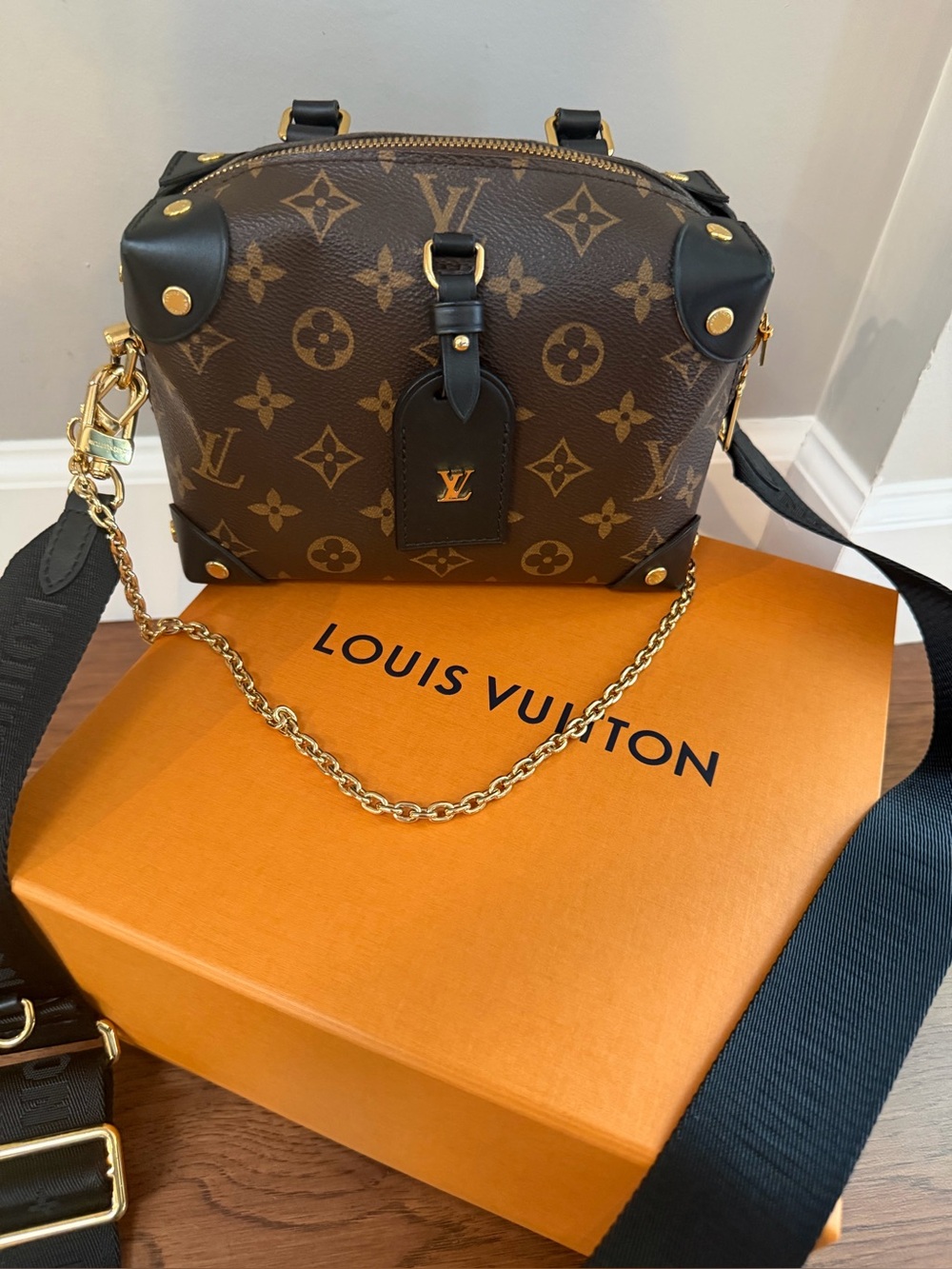 Authentic Louis Vuitton Monogram Petite Malle SOUPLE black bag